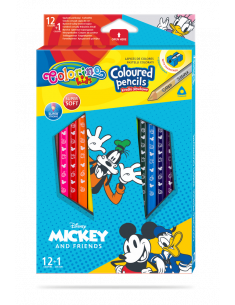 Цветни моливи 12 +1 цвята и острилка Disney Mickey Mouse & Friends Colorino