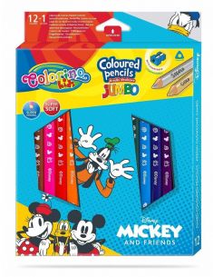 Цветни моливи JUMBO 12 +1 цвята и острилка Mickey Mouse & Friends Disney