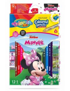 Цветни моливи 12 +1 цвята и острилка Minnie Mouse Disney Colorino