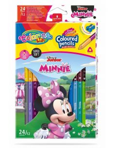 Двувърхи цветни моливи 12/24 цвята и острилка Minnie Mouse Disney Colorino