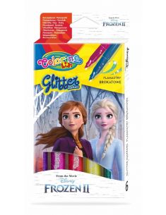 Флумастери 6 брокатни цвята Frozen Disney Colorino