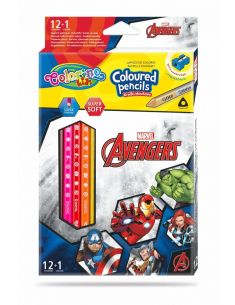 Цветни моливи 12 +1 цвята и острилка The Avengers Disney Colorino