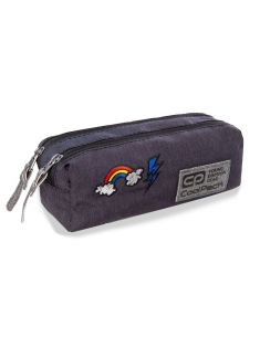 Ученически несесер с два ципа Coolpack - Edge - Sparkling Badges Grey