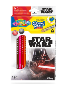 Цветни моливи 12 +1 цвята и острилка Star Wars Disney Colorino