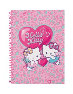 Тетрадка B5 със спирала PP 100 листа Hello Kitty Pastel_1